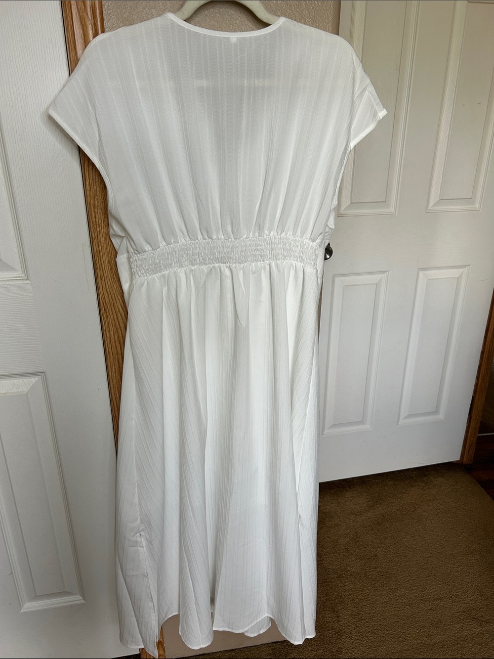 WHITE Lace Trim V-Neck Flowy Maxi Dress - Picture 8 of 8